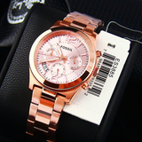 Buy Shop Fossil Boyfriend Multifunction Rose Gold Dial Rose Gold Steel Strap Watch for Women - ES3885 USA Online