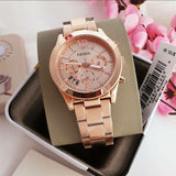 Buy Shop Fossil Boyfriend Multifunction Rose Gold Dial Rose Gold Steel Strap Watch for Women - ES3885 USA Online
