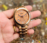 Buy Shop Fossil Boyfriend Multifunction Rose Gold Dial Rose Gold Steel Strap Watch for Women - ES3885 USA Online