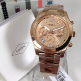Buy Shop Fossil Boyfriend Multifunction Rose Gold Dial Rose Gold Steel Strap Watch for Women - ES3885 USA Online