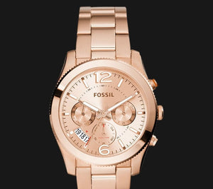 Buy Shop Fossil Boyfriend Multifunction Rose Gold Dial Rose Gold Steel Strap Watch for Women - ES3885 USA Online