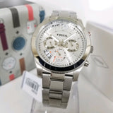 Buy Shop Fossil Boyfriend Multifunction Silver Dial Silver Steel Strap Watch for Women - ES3883 USA Online