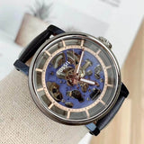 Buy Shop Fossil Boyfriend Skeleton Blue Dial Blue Leather Strap Watch for Women - ME3136 USA Online
