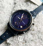Buy Shop Fossil Boyfriend Sport Chronograph Blue Dial Blue Leather Strap Watch for Women - ES4113 USA Online