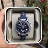 Buy Shop Fossil Boyfriend Sport Chronograph Blue Dial Blue Leather Strap Watch for Women - ES4113 USA Online