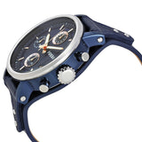 Buy Shop Fossil Boyfriend Sport Chronograph Blue Dial Blue Leather Strap Watch for Women - ES4113 USA Online
