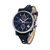 Buy Shop Fossil Boyfriend Sport Chronograph Blue Dial Blue Leather Strap Watch for Women - ES4113 USA Online