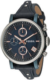 Buy Shop Fossil Boyfriend Sport Chronograph Blue Dial Blue Leather Strap Watch for Women - ES4113 USA Online