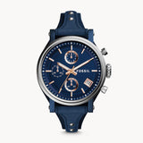 Buy Shop Fossil Boyfriend Sport Chronograph Blue Dial Blue Leather Strap Watch for Women - ES4113 USA Online