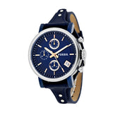 Buy Shop Fossil Boyfriend Sport Chronograph Blue Dial Blue Leather Strap Watch for Women - ES4113 USA Online