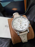 Buy Shop Fossil Boyfriend White Dial Beige Leather Strap Watch for Women - ES3811 USA Online