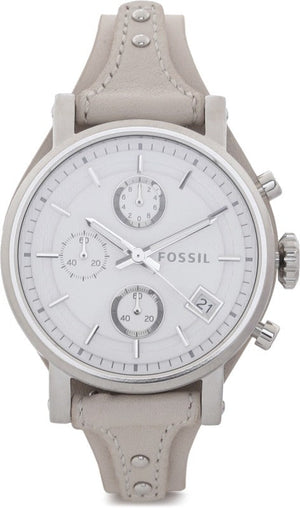 Buy Shop Fossil Boyfriend White Dial Beige Leather Strap Watch for Women - ES3811 USA Online