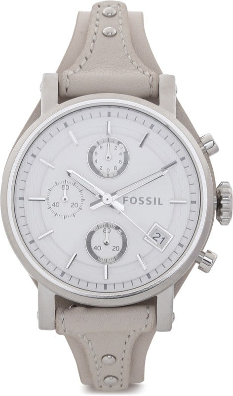 Buy Shop Fossil Boyfriend White Dial Beige Leather Strap Watch for Women - ES3811 USA Online
