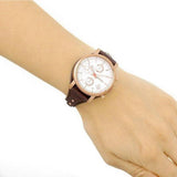 Buy Shop Fossil Boyfriend White Dial Brown Leather Strap Watch for Women - ES3616 USA Online