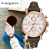 Buy Shop Fossil Boyfriend White Dial Brown Leather Strap Watch for Women - ES3616 USA Online
