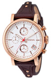 Buy Shop Fossil Boyfriend White Dial Brown Leather Strap Watch for Women - ES3616 USA Online