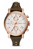 Buy Shop Fossil Boyfriend White Dial Brown Leather Strap Watch for Women - ES3616 USA Online