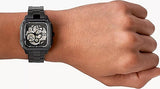 Buy Shop Fossil Inscription Automatic Skeleton Black Dial Black Steel Strap Watch for Men - BQ2574 USA Online
