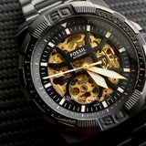 Buy Shop Fossil Bronson Automatic Skeleton Black Dial Black Steel Strap Watch for Men - ME3217 USA Online