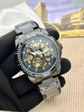 Buy Shop Fossil Bronson Automatic Skeleton Black Dial Black Steel Strap Watch for Men - ME3217 USA Online