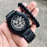 Buy Shop Fossil Bronson Automatic Skeleton Black Dial Black Steel Strap Watch for Men - ME3217 USA Online