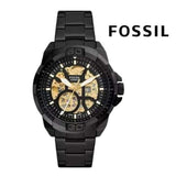 Buy Shop Fossil Bronson Automatic Skeleton Black Dial Black Steel Strap Watch for Men - ME3217 USA Online