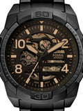 Buy Shop Fossil Bronson Automatic Skeleton Black Dial Black Steel Strap Watch for Men - ME3256 USA Online