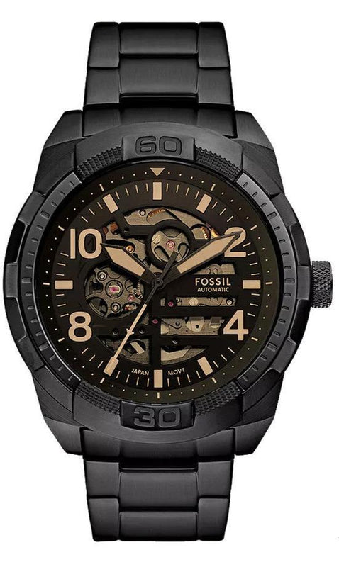 Buy Shop Fossil Bronson Automatic Skeleton Black Dial Black Steel Strap Watch for Men - ME3256 USA Online