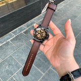 Buy Shop Fossil Bronson Automatic Skeleton Black Dial Brown Leather Strap Watch for Men - ME3219 USA Online