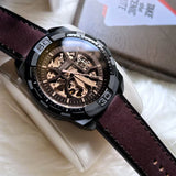 Buy Shop Fossil Bronson Automatic Skeleton Black Dial Brown Leather Strap Watch for Men - ME3219 USA Online