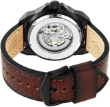 Buy Shop Fossil Bronson Automatic Skeleton Black Dial Brown Leather Strap Watch for Men - ME3219 USA Online