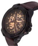 Buy Shop Fossil Bronson Automatic Skeleton Black Dial Brown Leather Strap Watch for Men - ME3219 USA Online
