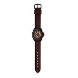 Buy Shop Fossil Bronson Automatic Skeleton Black Dial Brown Leather Strap Watch for Men - ME3219 USA Online