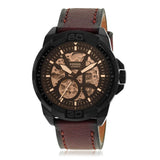 Buy Shop Fossil Bronson Automatic Skeleton Black Dial Brown Leather Strap Watch for Men - ME3219 USA Online