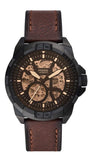 Buy Shop Fossil Bronson Automatic Skeleton Black Dial Brown Leather Strap Watch for Men - ME3219 USA Online