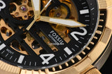 Buy Shop Fossil Bronson Automatic Skeleton Black Dial Gold Steel Strap Watch for Men - ME3257 USA Online