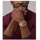 Buy Shop Fossil Bronson Automatic Skeleton Black Dial Gold Steel Strap Watch for Men - ME3257 USA Online