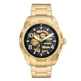 Buy Shop Fossil Bronson Automatic Skeleton Black Dial Gold Steel Strap Watch for Men - ME3257 USA Online