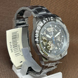 Buy Shop Fossil Bronson Automatic Skeleton Black Dial Grey Steel Strap Watch for Men - ME3218 USA Online