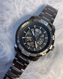 Buy Shop Fossil Bronson Automatic Skeleton Black Dial Grey Steel Strap Watch for Men - ME3218 USA Online