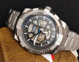 Buy Shop Fossil Bronson Automatic Skeleton Black Dial Grey Steel Strap Watch for Men - ME3218 USA Online