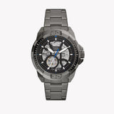 Buy Shop Fossil Bronson Automatic Skeleton Black Dial Grey Steel Strap Watch for Men - ME3218 USA Online