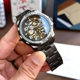 Buy Shop Fossil Bronson Automatic Skeleton Black Dial Grey Steel Strap Watch for Men - ME3255 USA Online