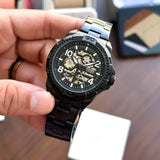 Buy Shop Fossil Bronson Automatic Skeleton Black Dial Grey Steel Strap Watch for Men - ME3255 USA Online