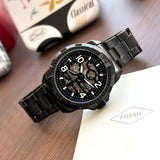 Buy Shop Fossil Bronson Automatic Skeleton Black Dial Grey Steel Strap Watch for Men - ME3255 USA Online