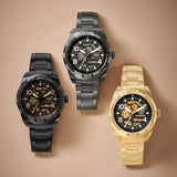 Buy Shop Fossil Bronson Automatic Skeleton Black Dial Grey Steel Strap Watch for Men - ME3255 USA Online