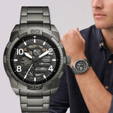 Buy Shop Fossil Bronson Automatic Skeleton Black Dial Grey Steel Strap Watch for Men - ME3255 USA Online