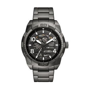 Buy Shop Fossil Bronson Automatic Skeleton Black Dial Grey Steel Strap Watch for Men - ME3255 USA Online