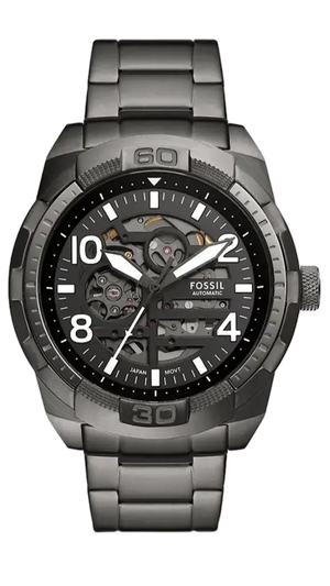Buy Shop Fossil Bronson Automatic Skeleton Black Dial Grey Steel Strap Watch for Men - ME3255 USA Online