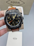 Buy Shop Fossil Bronson Black Dial Brown Leather Strap Watch for Men - FS5714 USA Online
